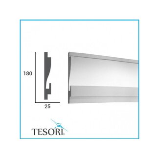 Tesori KD404 (180 x 44 mm), lengte 1,15 m , LED sierlijst voor indirecte verlichting XPS - Verzonken / Semi-Verzonken