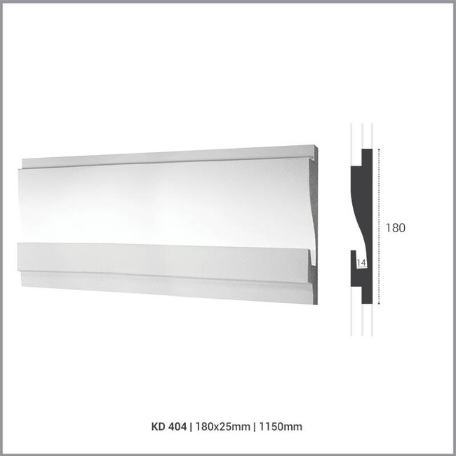 Tesori LED sierlijst voor indirecte verlichting XPS, KD404 (180 x 44 mm), lengte 1,15 m - Verzonken / Semi-Verzonken