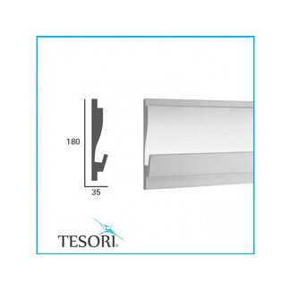 Tesori KD405 (180 x 35 mm), lengte 1,15 m, LED sierlijst voor indirecte verlichting XPS - Verzonken / Semi-Verzonken Tesori KD405 (180 x 35 mm), lengte 1,15 m, LED sierlijst voor indirecte verlichting XPS - Verzonken / Semi-Verzonken