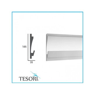 Tesori KD406 (180 x 35 mm), lengte 1,15 m, LED sierlijst voor indirecte verlichting XPS - Verzonken / Semi-Verzonken