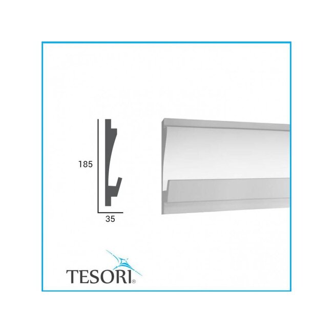 Tesori LED sierlijst voor indirecte verlichting XPS, KD406 (180 x 35 mm), lengte 1,15 m - Verzonken / Semi-Verzonken