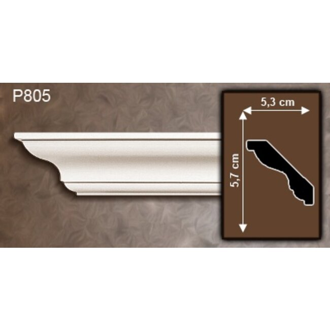 Grand Decor Kroonlijst P805 (57 x 53 mm), polyurethaan, lengte 2 m