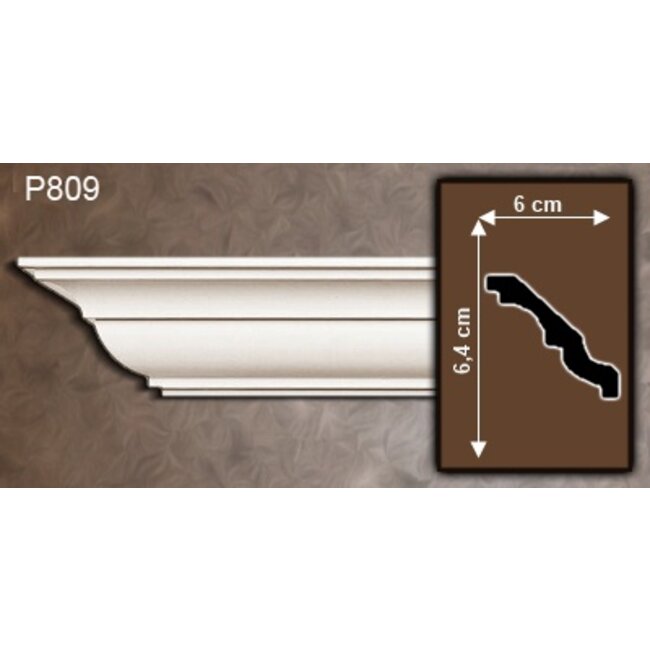 Grand Decor Kroonlijst P809 (64 x 60 mm), polyurethaan, lengte 2 m