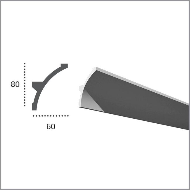 Grand Decor PU - LED sierlijst voor indirecte verlichting, KF702 (80 x 60 mm), lengte 2 m