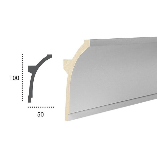 Grand Decor PU - LED sierlijst voor indirecte verlichting, KF704 (100 x 50 mm), lengte 2 m