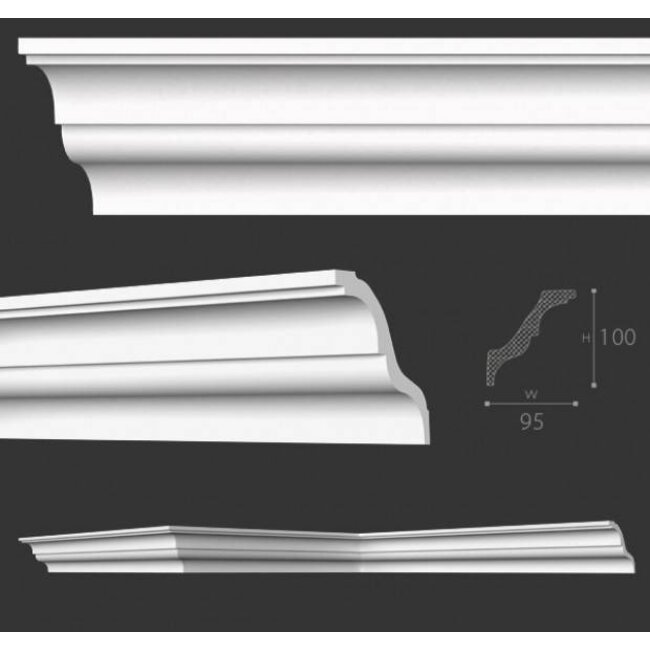 Vidella Plafondlijst, Sierlijst VX100 (95 x 100 mm), lengte 2 m