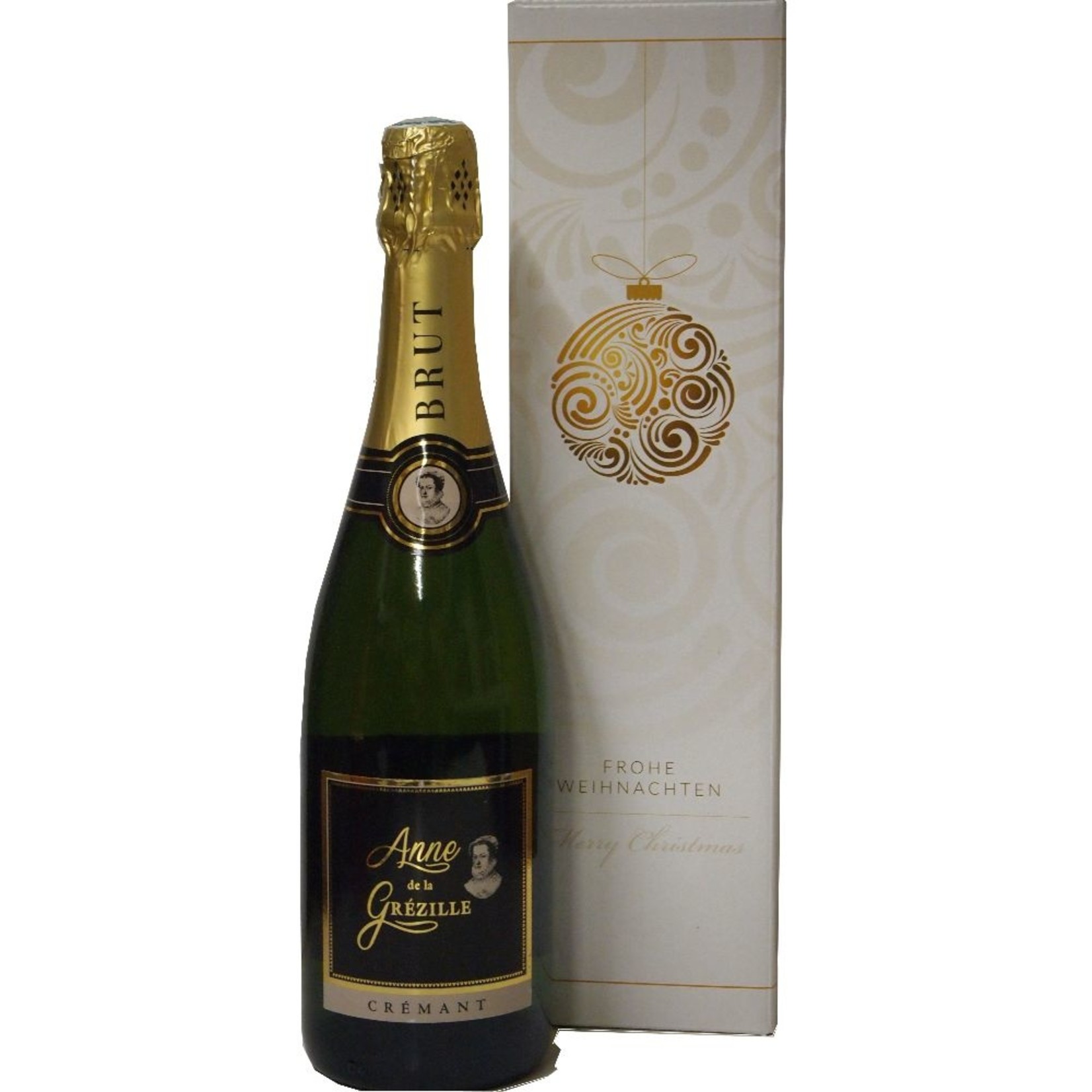 Anne de la Grézille Crémant de Loire brut mit Geschenkkarton fröhliche Weihnachten