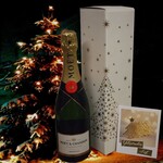 Moet & Chandon Champagner Brut Imperial weihnachtlich mit passender Grußkarte