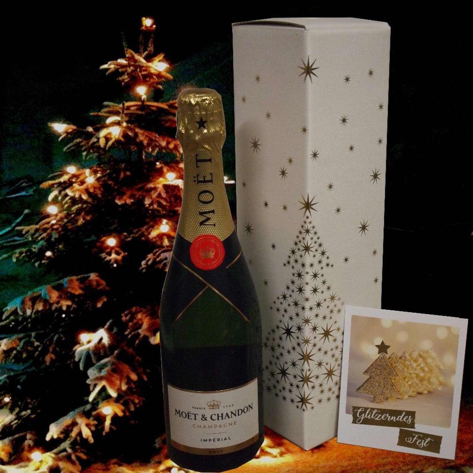 Moet & Chandon Champagner Brut Imperial Geschenkset Champagner und Weihnachtskarte