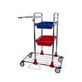 Huchem Reinigungswagen Chrom | Basis-Systemwagen mit 2 Trays rot/blau | erweiterbar