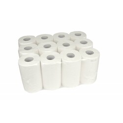 Handtuchrolle Mini weiß 1-lagig 120 m | 12 Rollen | Zellstoff Ecolabel