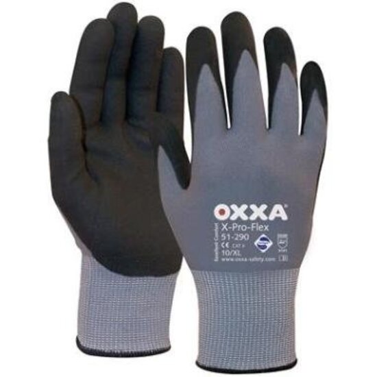Oxxa Oxxa X-Pro-Flex 51-290 Arbeitshandschuh Nitril | schwarz/grau | 1 Paar | EN 388