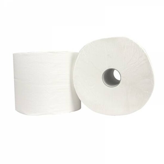 Huchem Putzpapier weiß 3-lagig | Industrierolle 26,5 cm x 190 m | 2 Rollen Zellstoff