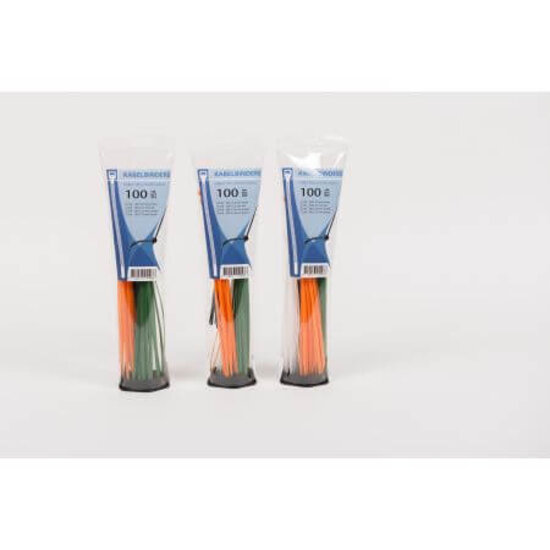 Huchem Kabelbinder Sortiment 100 Stück | 4 Farben | 100 mm und 200 mm | wiederverschließbare Dose