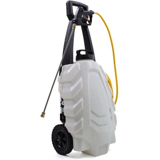 Huchem Akku-Drucksprühgerät 30 L fahrbar | 18 V Lithium-Ionen-Akku | Nebel-, Flach- und Punktstrahl