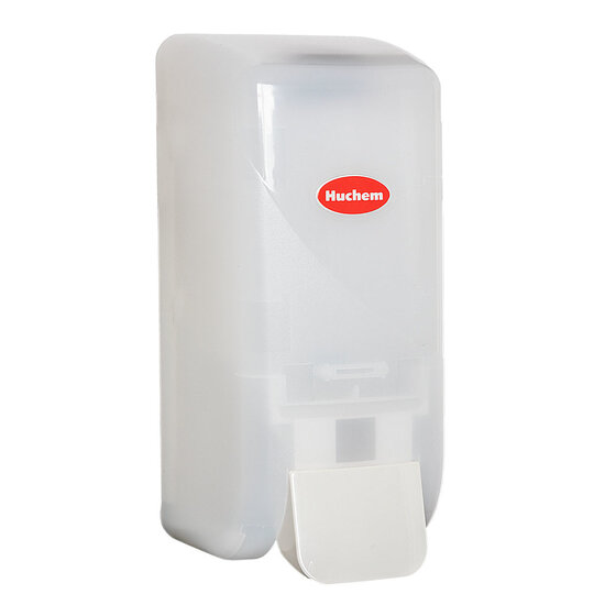 Huchem Seifen- und Desinfektionsmittelspender 900 ml | Drucktaste | Kunststoff weiß | abschließbar