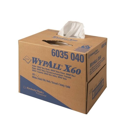 Huchem WypAll X60 6035 Wischtücher weiß | Hydroknit 1-lagig | Spenderbox 200 Stück 42 x 31 cm
