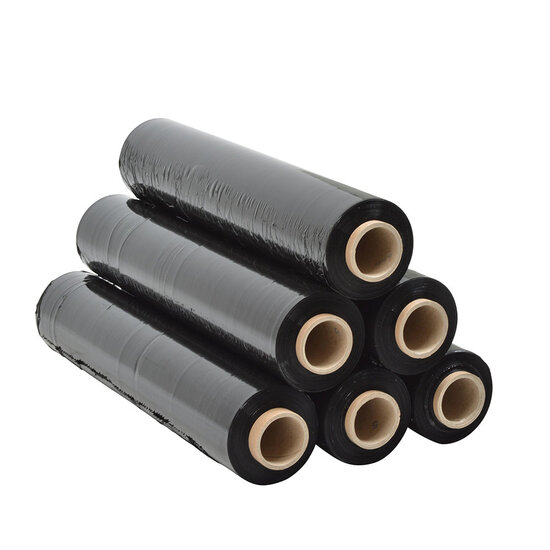 Huchem Handstretchfolie schwarz 500 mm x 300 m | 20 µm | Palettenfolie | Wickelfolie