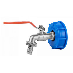 IBC-Adapter S60x6 mit Zapfhahn | Schlauchanschluss 12,5 mm | Gardena-Anschluss