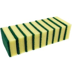 Scheuerschwamm gelb/grün 100 x 70 x 25 mm | 10 Stück | Topfreiniger flach