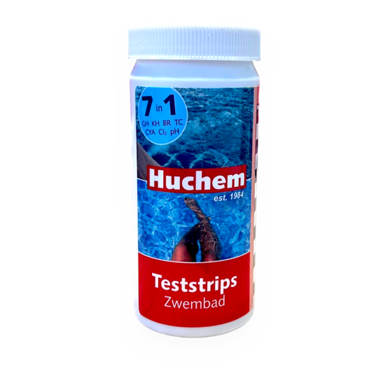 Huchem Pool-Teststreifen 7 in 1 | 50 Stück | pH, Chlor, Brom, Alkalinität, Cyanursäure