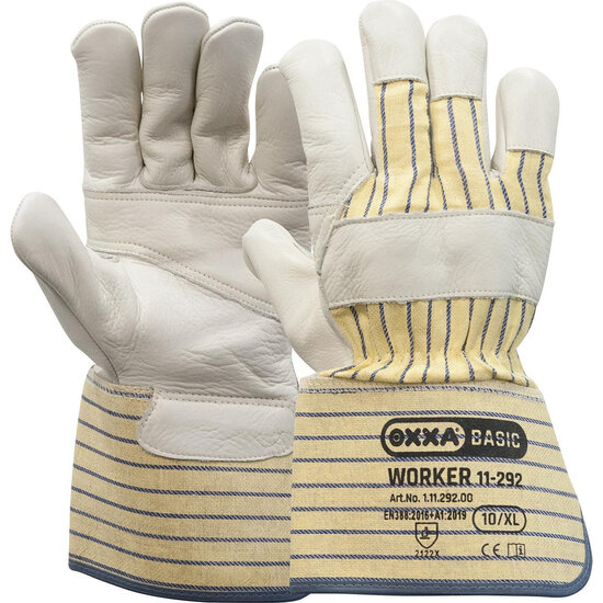 Oxxa Oxxa Worker 11-292 Arbeitshandschuh Rindnarbenleder Gr. 10 | Stulpe | Handflächenverstärkung