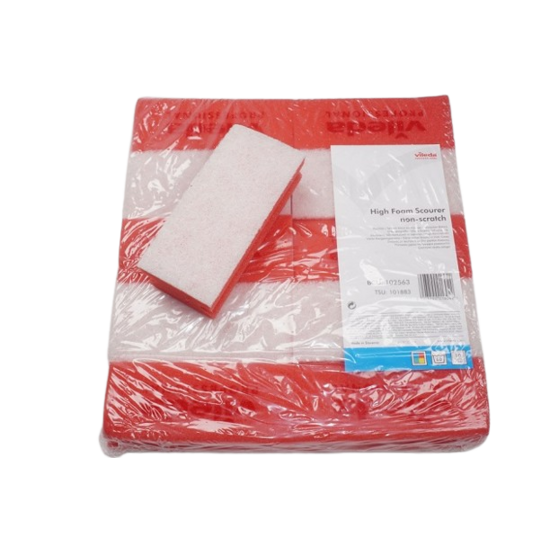 Huchem Scheuerschwamm mit Griff rot/weiß 140 x 70 x 42 mm | 10 Stück | kratzfrei