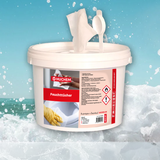 Huchem Reinigingstücher | Wet Wipes | Eimer 150 St. | Handreinigung | Handreinigungstücher | Handreiniger | Industrie