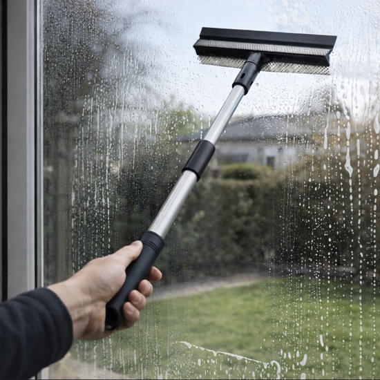 Huchem Scheibenwischer | Hugo Werkzeuge | Scheibenwischer mit Schwamm und 50 cm Stiel | Fensterreinigung