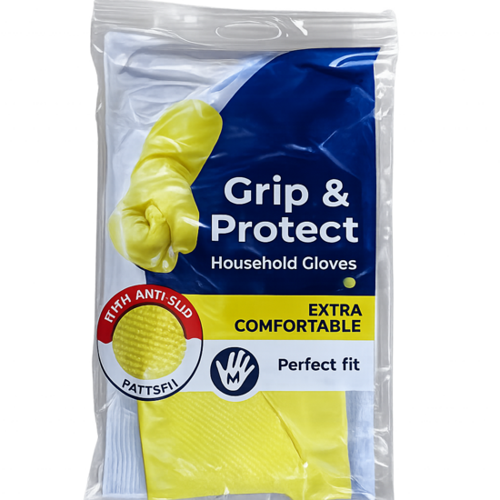 Huchem Haushaltshandschuhe – 1 Paar, Latex, Gelb – Größe M – robuste Reinigungshandschuhe