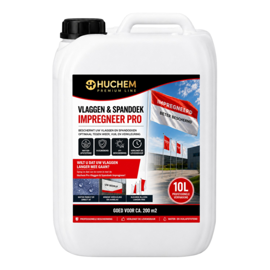 Huchem PRO-line Fahnen- & Banner-Imprägnierung Pro | Wasser- & schmutzabweisend | Verlängert die Lebensdauer | 10-L-Kanister
