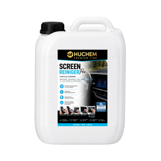 Huchem PRO-line Screen Reiniger Pro | Streifenfreier Bildschirmreiniger | Für Smartphone, Laptop, TV und Fahrzeugdisplays | 5-L-Kanister