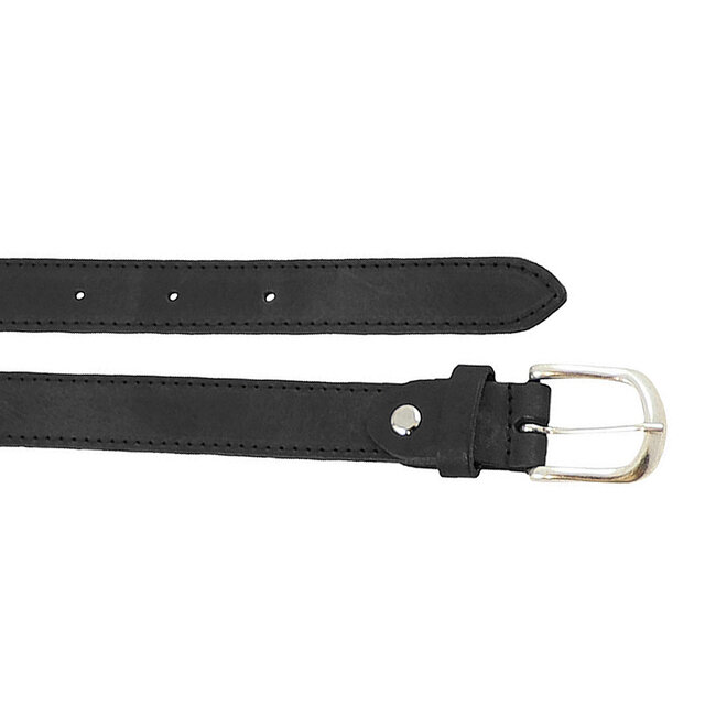 Smalle Zwarte Damesriem van echt Leer – Rondom Gestikt – 2,5 cm breed