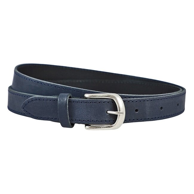Smalle Blauwe Damesriem van echt Leer – Rondom Gestikt – 2,5 cm breed