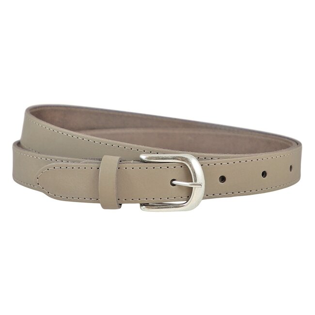 Smalle Taupe Damesriem van echt Leer – Rondom Gestikt – 2,5 cm breed