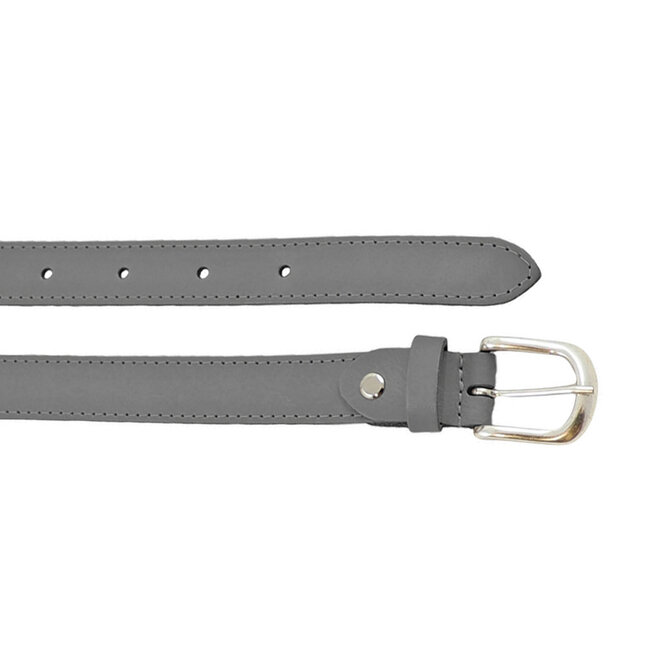 Smalle Grijze Damesriem van echt Leer – Rondom Gestikt – 2,5 cm breed