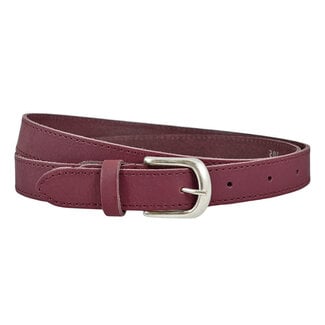Smalle Bordeaux Rode Damesriem Leer Gestikt – 2,5 cm