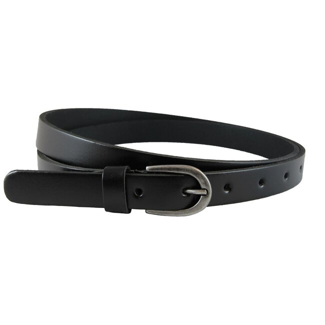 Smalle Leren Damesriem – 2 cm breed - Echt Nerfleer - Zwart