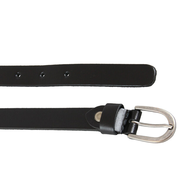 Smalle Leren Damesriem – 2 cm breed - Echt Nerfleer - Zwart
