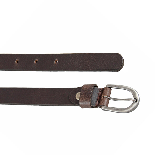 Smalle Leren Damesriem – 2 cm breed - Echt Nerfleer - Bruin