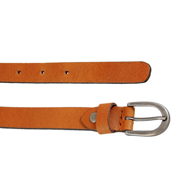 Smalle Leren Damesriem – 2 cm breed - Echt Nerfleer - Cognac