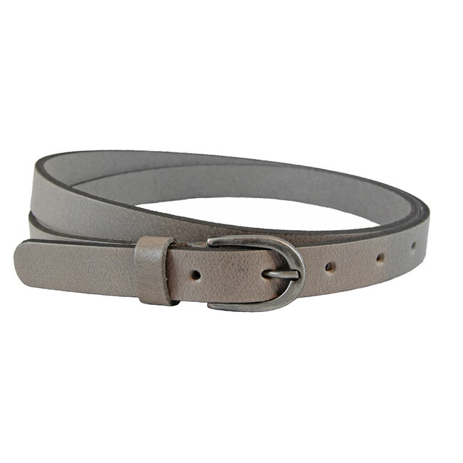 Smalle Leren Damesriem – 2 cm breed - Echt Nerfleer - Taupe Grijs