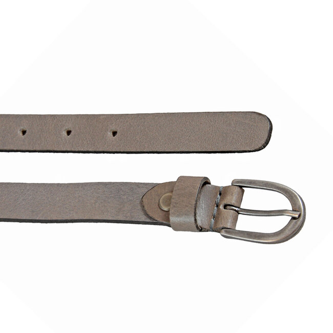 Smalle Leren Damesriem – 2 cm breed - Echt Nerfleer - Taupe Grijs