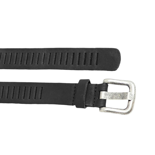 Leren Geperforeerde Riem Zwart – Dames en Heren - 3 cm - Sleufjes riem