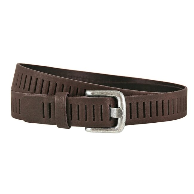 Leren Geperforeerde Riem Bruin – Dames en Heren - 3 cm - Sleufjes riem