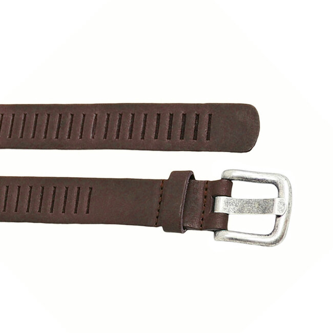 Leren Geperforeerde Riem Bruin – Dames en Heren - 3 cm - Sleufjes riem