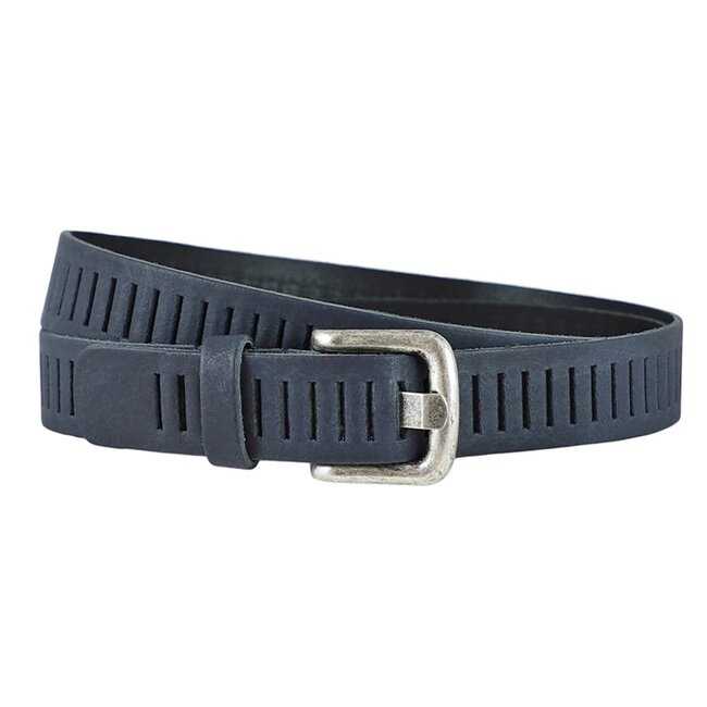 Leren Geperforeerde Riem Blauw – Dames en Heren - 3 cm - Sleufjes riem