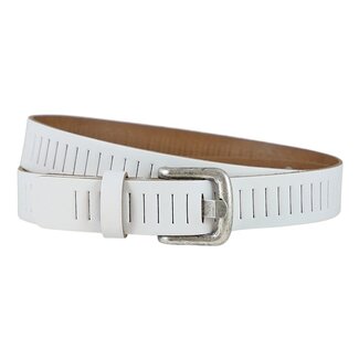 Leren Geperforeerde Riem Wit – Unisex - 3 cm