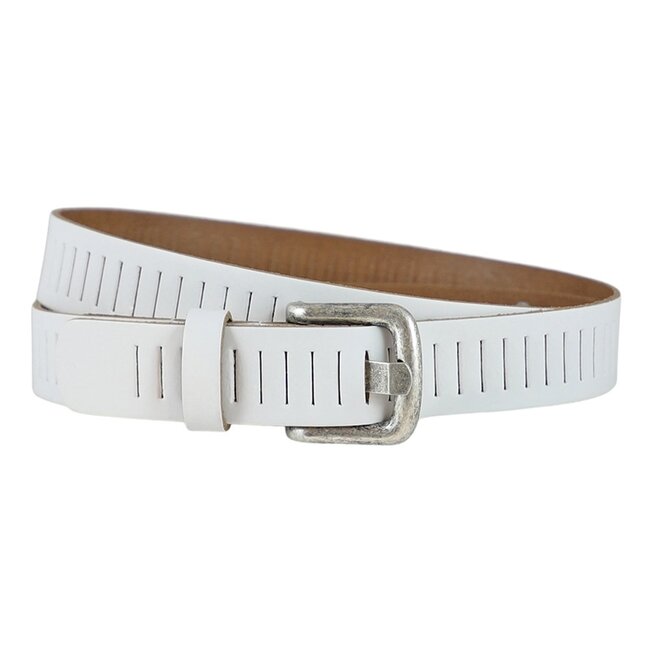 Leren Geperforeerde Riem Wit – Dames en Heren - 3 cm - Sleufjes riem