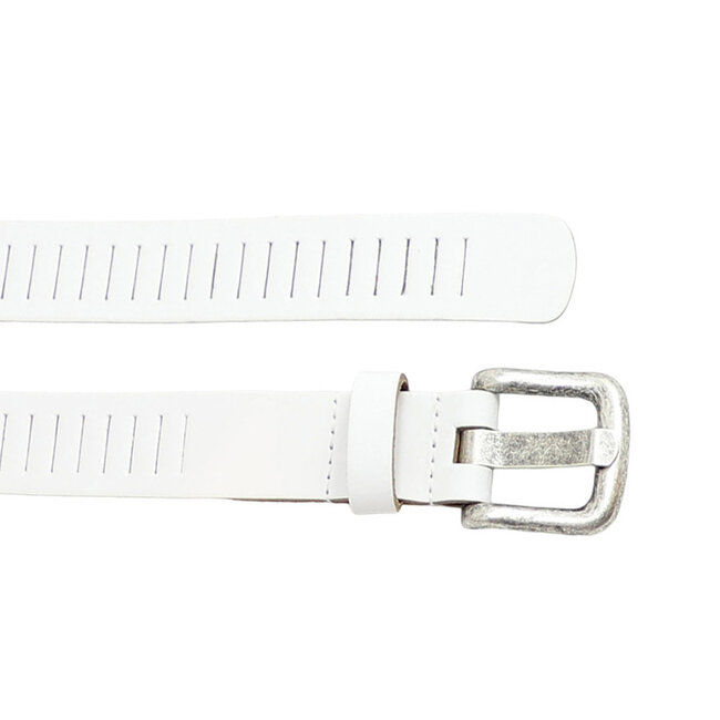Leren Geperforeerde Riem Wit – Dames en Heren - 3 cm - Sleufjes riem